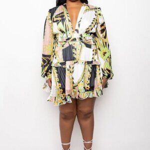 ROYALTY READY SCARF PRINT LACE BACK DRESS ( BRAND NEW !!!!!!!!! )